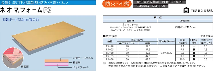 ネオマフォーム ネオマ断熱ボード 価格 激安 格安 安い カタログ 販売店 ネオマフォームの製品概要 ネオマフォームFS