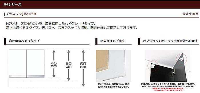 onede ワンド キッチン 流し台 カタログ 激安 格安 安い 価格 マイセット [プラスワン タイプ]吊り戸棚 S4シリーズ